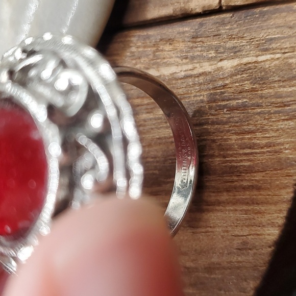 Whiting and‎ Davis size 7 R744 rare ruby  ring Gothic amulet - Picture 4 of 4